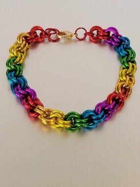 Rainbow Chain Mail Bracelet LGBTQIA+ Pride Handmade